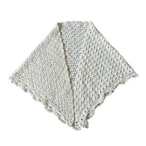 Handmade Boho Crochet Shawl Wrap Cream
One Size